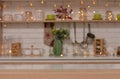 Empty wooden table on background of christmas kitchen.Copy space for text Royalty Free Stock Photo