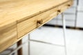 Empty wooden table and blurred kitchen background, bokeh Royalty Free Stock Photo