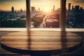 Empty wooden table in front of blurry background. Royalty Free Stock Photo