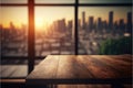 Empty wooden table in front of blurry background. Royalty Free Stock Photo