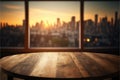 Empty wooden table in front of blurry background. Royalty Free Stock Photo