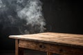 Empty wooden table with smoke effect Royalty Free Stock Photo