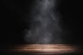 Empty wooden table with smoke Royalty Free Stock Photo
