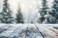 Empty wooden table top with blurred background of white and grey colors Royalty Free Stock Photo