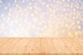 Empty wooden table top with blurred of coffee shop, cafe, bar background, Abstract background can be used for display or montage Royalty Free Stock Photo