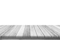 Empty wooden table top isolated on white background, Design Wood terrace white. 3d illustration of free space for your copy and Royalty Free Stock Photo