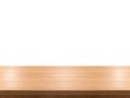 Empty wooden table top isolated on white background, used for display or montage your products Royalty Free Stock Photo