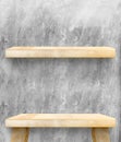 Empty Wooden Table top and shelf at concrete wall,Template mock Royalty Free Stock Photo