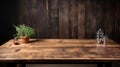 Empty wooden table, vintage look. AI Generated