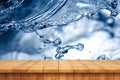 Empty wooden table and water drop Royalty Free Stock Photo