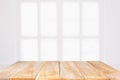 Empty wooden table and window room interior decoration background, product montage display,can be used for display or montage your Royalty Free Stock Photo