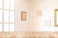 Empty wooden table and window room interior decoration background, product montage display,can be used for display or montage your Royalty Free Stock Photo