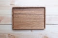Wooden tray, cutting board.Table background. Top view Royalty Free Stock Photo