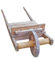 Empty wooden wheelbarrow cart isolated over white Royalty Free Stock Photo