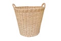 Empty wooden wicker basket isolated on white background with clipping path