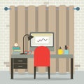 Empty Workplace Flat Design Royalty Free Stock Photo