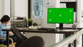 Empty workstation with greenscreen Royalty Free Stock Photo