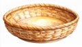 Empty Woven Basket Watercolor Illustration Isolated on White Background Royalty Free Stock Photo