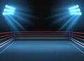 Empty wrestling sport arena. Boxing ring dramatic sports vector background Royalty Free Stock Photo