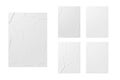 Empty wrinkled poster template set. Isolated glued paper mockup. Royalty Free Stock Photo