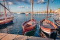 Empty yacht on Alghero port, Province of Sassari, Italy,