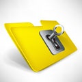 Empty yellow folder with key