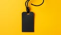 Empty yellow packet hanging on a metal lanyard, symbol of success generated by AI