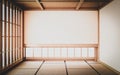 Empty yoga room inteior with tatami mat floor.3D rendering Royalty Free Stock Photo