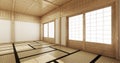 Empty yoga room inteior with tatami mat floor.3D rendering Royalty Free Stock Photo