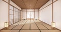 Empty yoga room inteior with tatami mat floor.3D rendering Royalty Free Stock Photo