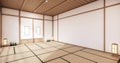 Empty yoga room inteior with tatami mat floor.3D rendering Royalty Free Stock Photo