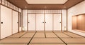 The Empty yoga room inteior with tatami mat floor.3D rendering Royalty Free Stock Photo