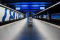 Empty Zurich airport train station at night no people Royalty Free Stock Photo
