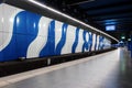 Empty Zurich airport train station at night no people Royalty Free Stock Photo