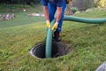 Emptying household septic tank Royalty Free Stock Photo