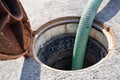 Emptying septic tank, cleaning the sewers Royalty Free Stock Photo