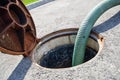 Emptying septic tank, cleaning the sewers Royalty Free Stock Photo