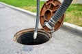 Emptying septic tank, cleaning the sewers Royalty Free Stock Photo