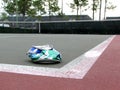 Empy Tennis Court With Beaten Soda Can