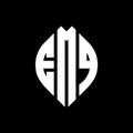 EMQ circle letter logo design with circle and ellipse shape. EMQ ellipse letters with typographic style. The three initials form a Royalty Free Stock Photo