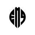 EMQ circle letter logo design with circle and ellipse shape. EMQ ellipse letters with typographic style. The three initials form a Royalty Free Stock Photo