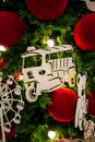 EmQuartier Shopping mall,Sukhumvit Road,Bangkok,Thailand on December 8,2018:Close-up Christmas ornaments on Christmas tree during Royalty Free Stock Photo