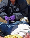 EMT treats a patient