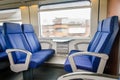 Emtpy interior of the train for long and short distance