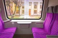 Emtpy interior of the train for long and short distance Royalty Free Stock Photo