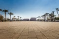 Emtpy place with palm trees in front of the Temple in Karnak, Luxor Royalty Free Stock Photo