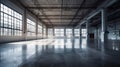 Emty big bright warehouse. Ai generated Royalty Free Stock Photo