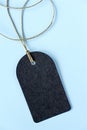 Emty black gift tag with natural jute twine