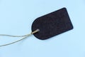 Emty black gift tag with natural jute twine