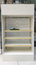 Emty store shelve. Super market product backwall shelve